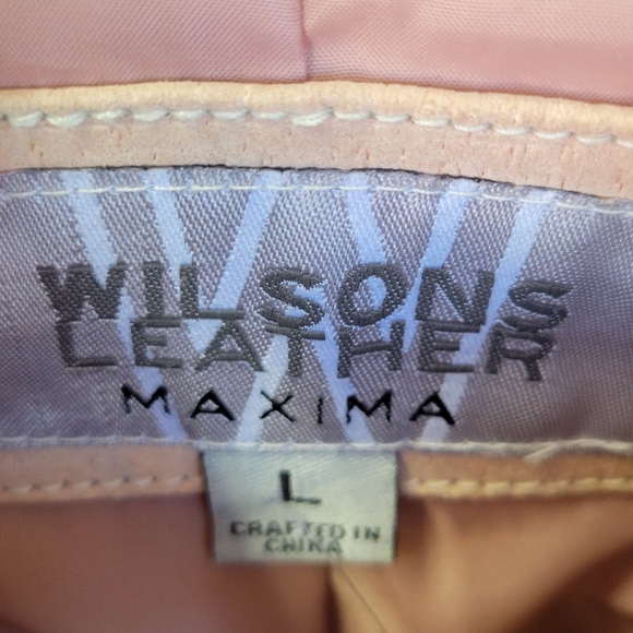 Wilsons Leather Maxima | Pink | Genuine Leather Button Up Jacket w/belt | Size L - Picture 12 of 12